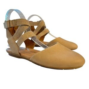 Born Breck Leather Canvas Gladiator Ballet Sandals Nude Flats Womens Size 7 Shoe